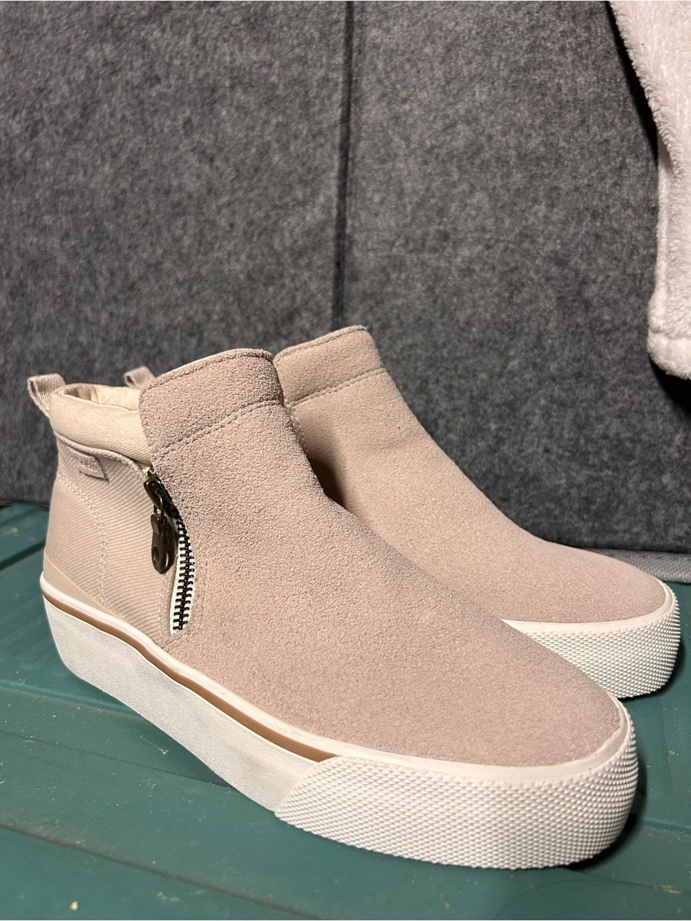 KEDSWomen's Slip-On Suede Sneaker Size Boot in Light Taupe